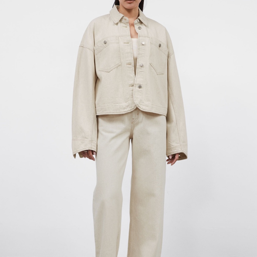 & Other Stories Boxy Denim Jacket in Light Beige